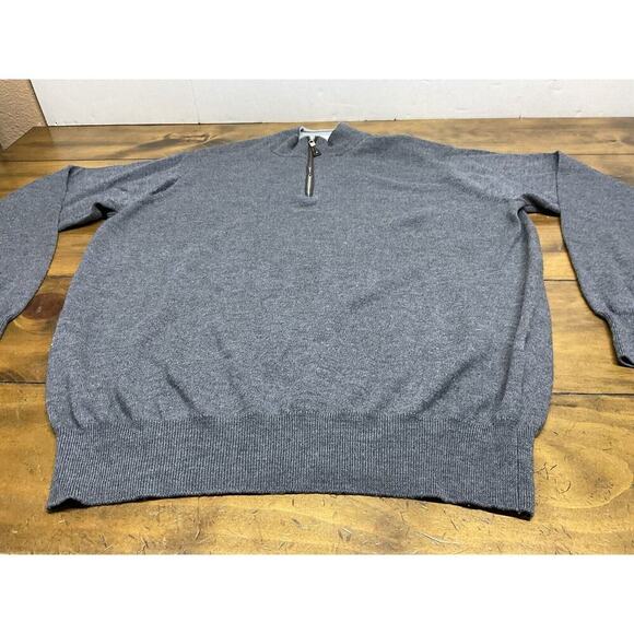 Peter Millar Sweater Men's XL Gray 1/4 Zip Merino Wool Silk Blend Pullover - Picture 2 of 9